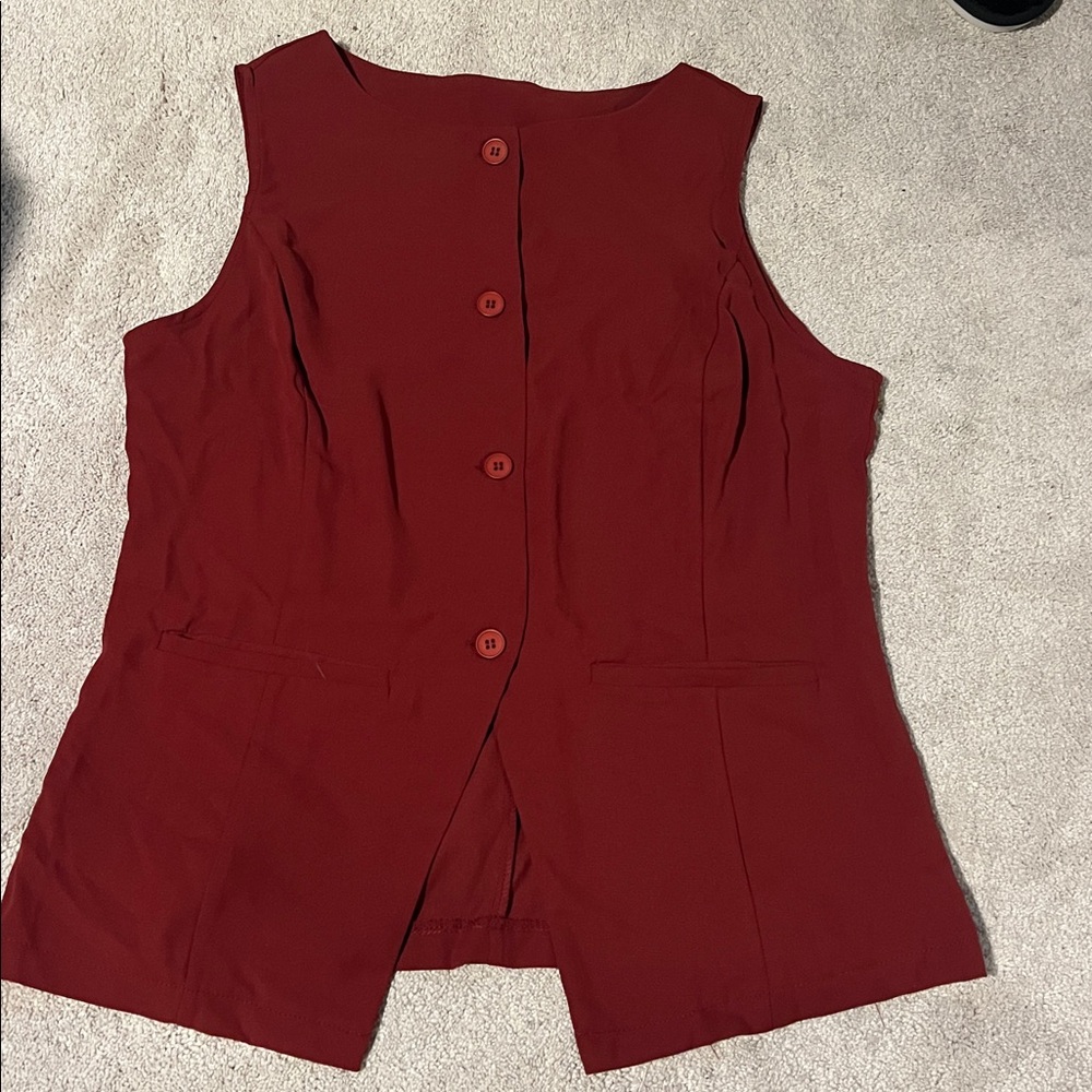 NWT size large yozy burgundy button down tank top
